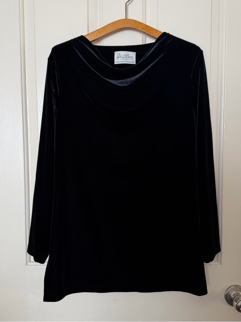 Di Marco Sop Black Velvet Cowl Neck Top Size Medium
